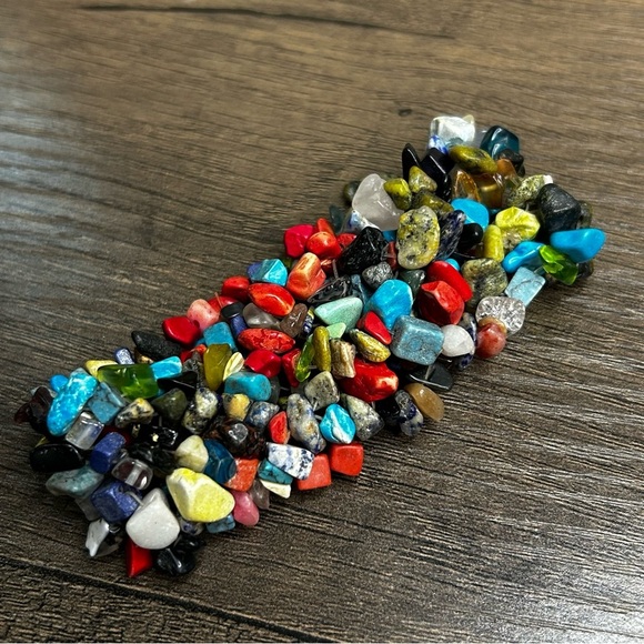 Vibrant Multi Stone Multi Color Beaded Stretch Bracelet - Picture 4 of 4